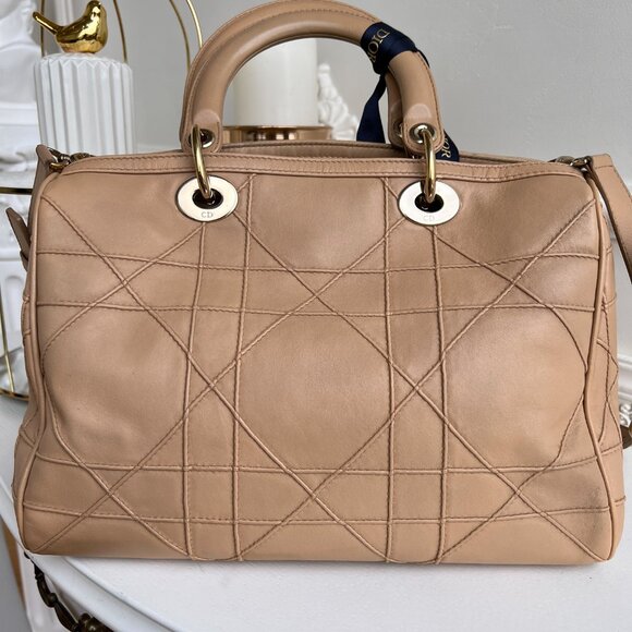 Authentic Dior tote beige Cannage Granville Leather Bag 10-BO-0171 B0818 - Picture 8 of 16